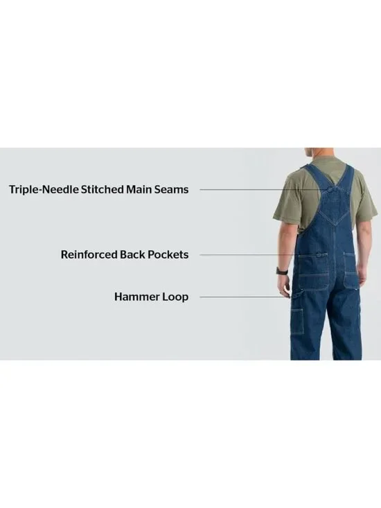 Berne Bib Overalls Size 36/34 Washed Flex Denim Reinforced Knee NWT - Picture 9 of 16